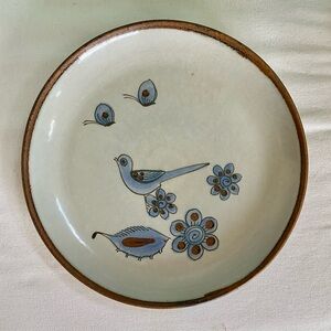 KEN EDWARDS Mexican TONALA POTTERY Bird Flowers Butterflies 10” Dinner Plate